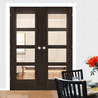 Image: Montreal Dark Grey Ash Door Pair - Clear Glass - Prefinished