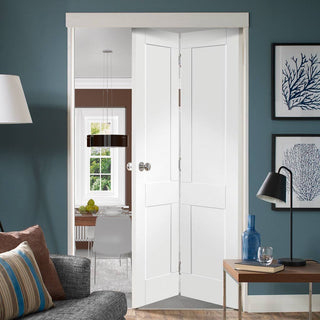 Image: Victorian Shaker Bifold Door - White Primed