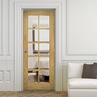 Image: Bespoke Bristol Oak Unfinished Internal Door - 10 Pane Clear Bevelled Glass