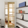 Bristol Oak Single Evokit Pocket Door - 10 Pane Clear Bevelled Glass - Unfinished