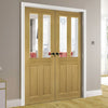 Bury Real American White Oak Crown Cut Veneer Door Pair - Clear Bevelled Glass - Prefinished