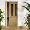 Bury Real American White Oak Crown Cut Veneer Single Evokit Pocket Door - Clear Bevelled Glass - Prefinished