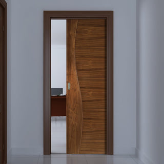 Image: Contemporary Design Cadiz Walnut Single Evokit Pocket Door - Prefinished