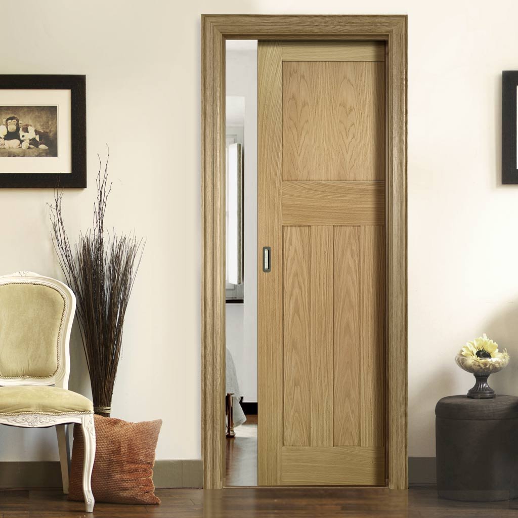 Cambridge Period Oak Single Evokit Pocket Door - Unfinished