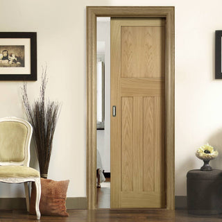 Image: Cambridge Period Oak Single Evokit Pocket Door - Unfinished