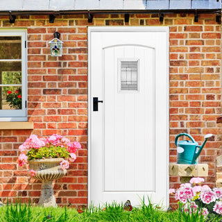 Image: GRP White Cottage Composite Door - Leaded Double Glazing