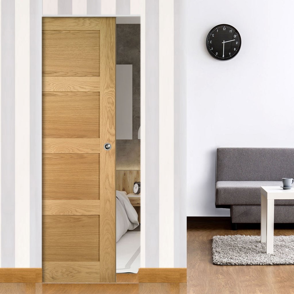 Coventry Shaker Style Oak Absolute Evokit Single Pocket Door - Unfinished