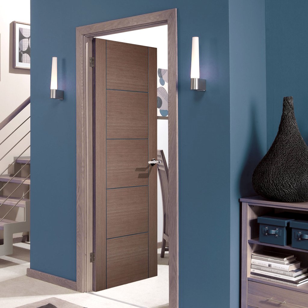 Modern flush grey colour interior door