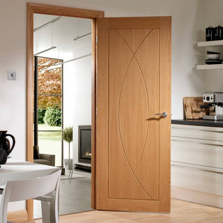 Image: Fire Rated Pesaro Flush Oak Door - 1/2 Hour Fire Rated