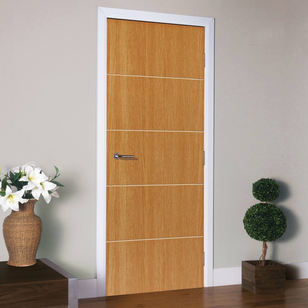 J B Kind Painted Tate Oak Colour Fire Door - 1/2 Hour Fire Rated - Prefinished