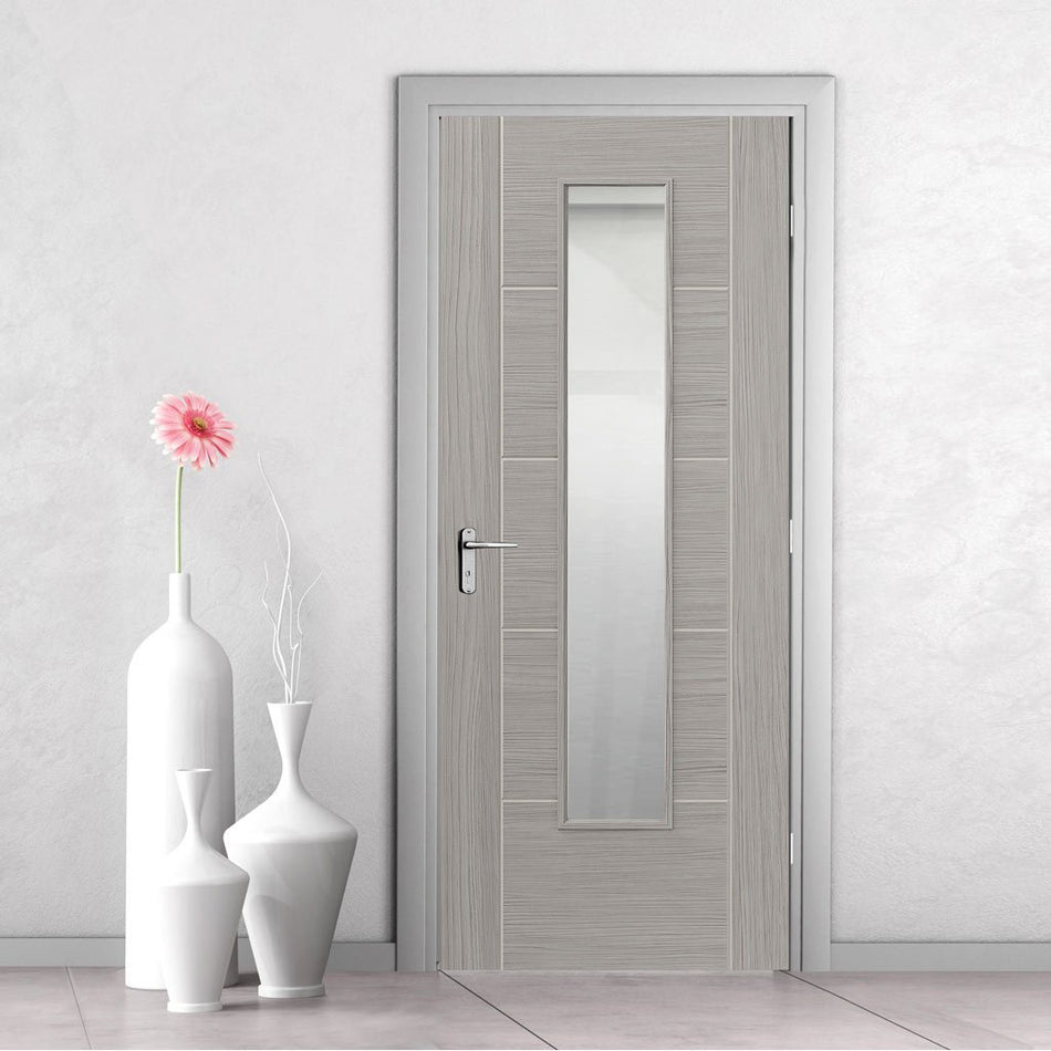 Modern interior grey door