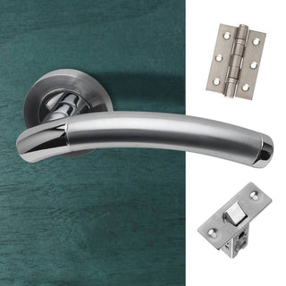 Image: Saturn Door Handle Pack - Polished Chrome - Satin Nickel