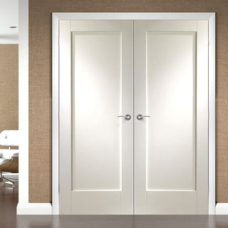 Image: Simpli Double Door Set - Pattern 10 Panelled Door - White Primed