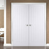 Simpli Double Door Set - Suffolk Flush Door - White Primed