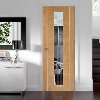 Image: Simpli Door Set - Forli Oak Flush Door - Inlay & Clear Glass - Prefinished