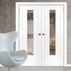 J B Kind Emral White Door Pair - Clear Glass - Prefinished