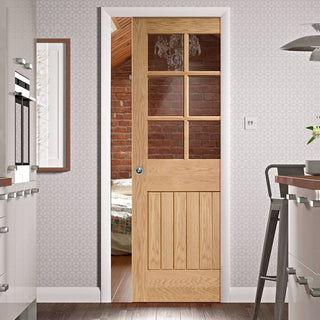 Image: Bespoke Suffolk Oak 6L Glazed Single Pocket Door - Prefinished