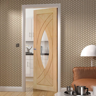 Image: Simpli Door Set - Treviso Oak Door - Clear Glass - No Decoration