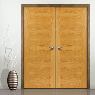 Image: J B Kind Ostria Flush Oak Door Pair - Prefinished