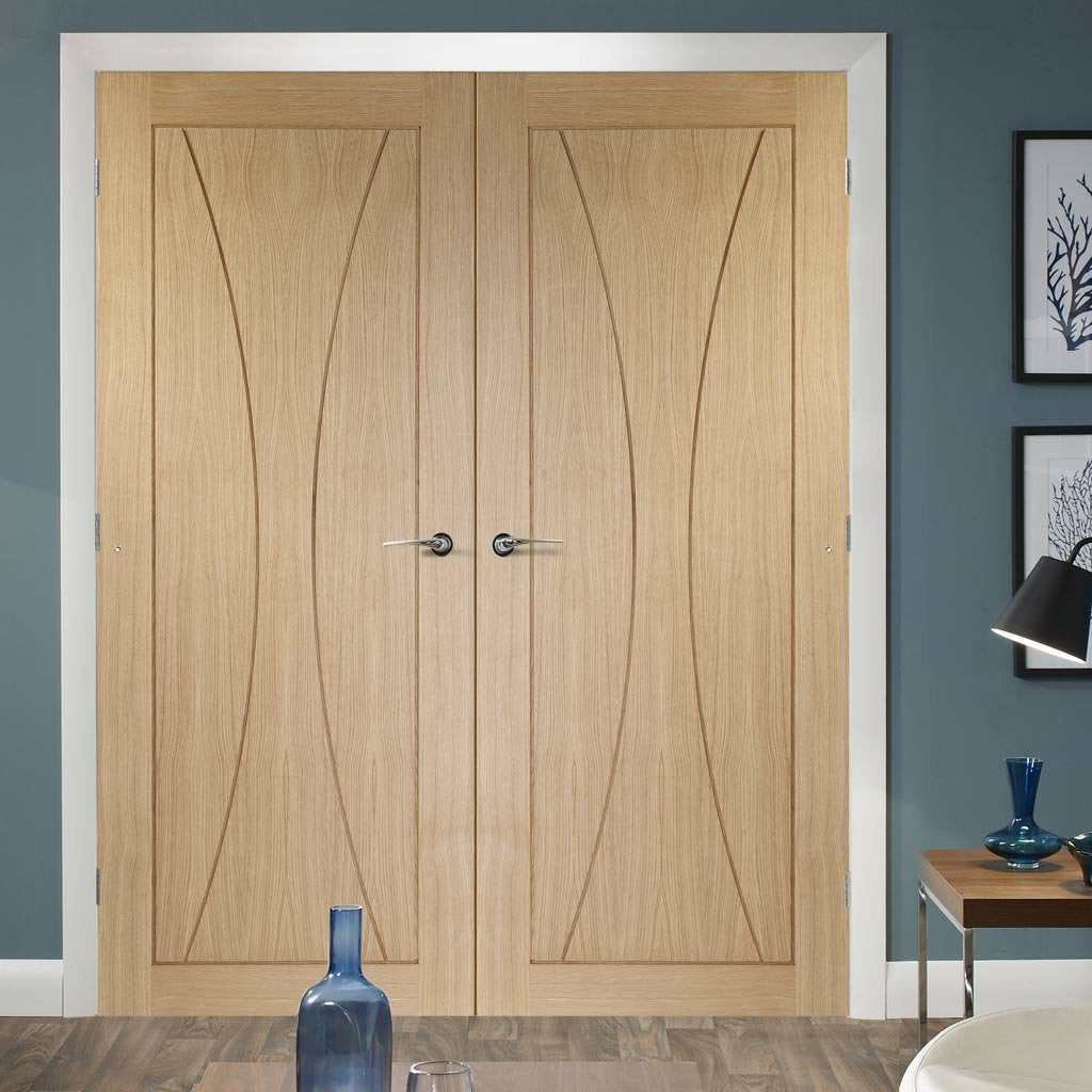 Bespoke Verona Oak Flush Door Pair - Prefinished