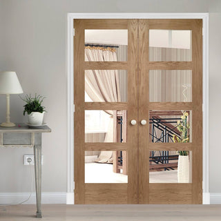 Image: Bespoke Shaker Oak 4L Glazed Door Pair