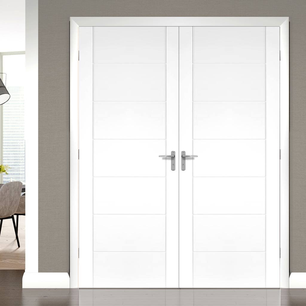 Bespoke Palermo Flush Door - White Primed Pair