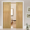 Cambridge Period Oak Double Evokit Pocket Doors - Unfinished