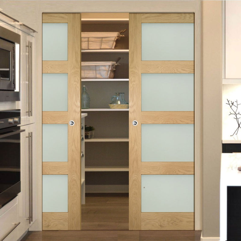 Coventry Shaker Style Oak Absolute Evokit Double Pocket Doors - Froste ...