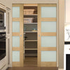 Coventry Shaker Style Oak Absolute Evokit Double Pocket Doors - Frosted Glass - Unfinished