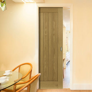 Image: Ely Real American White Oak Veneer Single Evokit Pocket Door - Prefinished