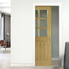 Ely Oak Single Evokit Pocket Door - Clear Bevelled Glass - Unfinished