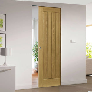 Image: Ely Oak Absolute Evokit Single Pocket Door - Prefinished