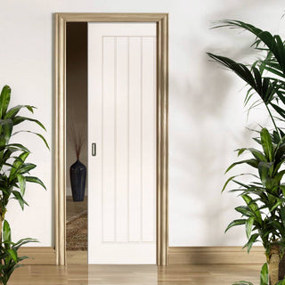 Image: Ely Single Evokit Pocket Door - White Primed