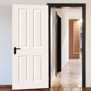 Image: Victorian 4 Panel White Fire Door - Smooth - 1/2 Hour Fire Rated