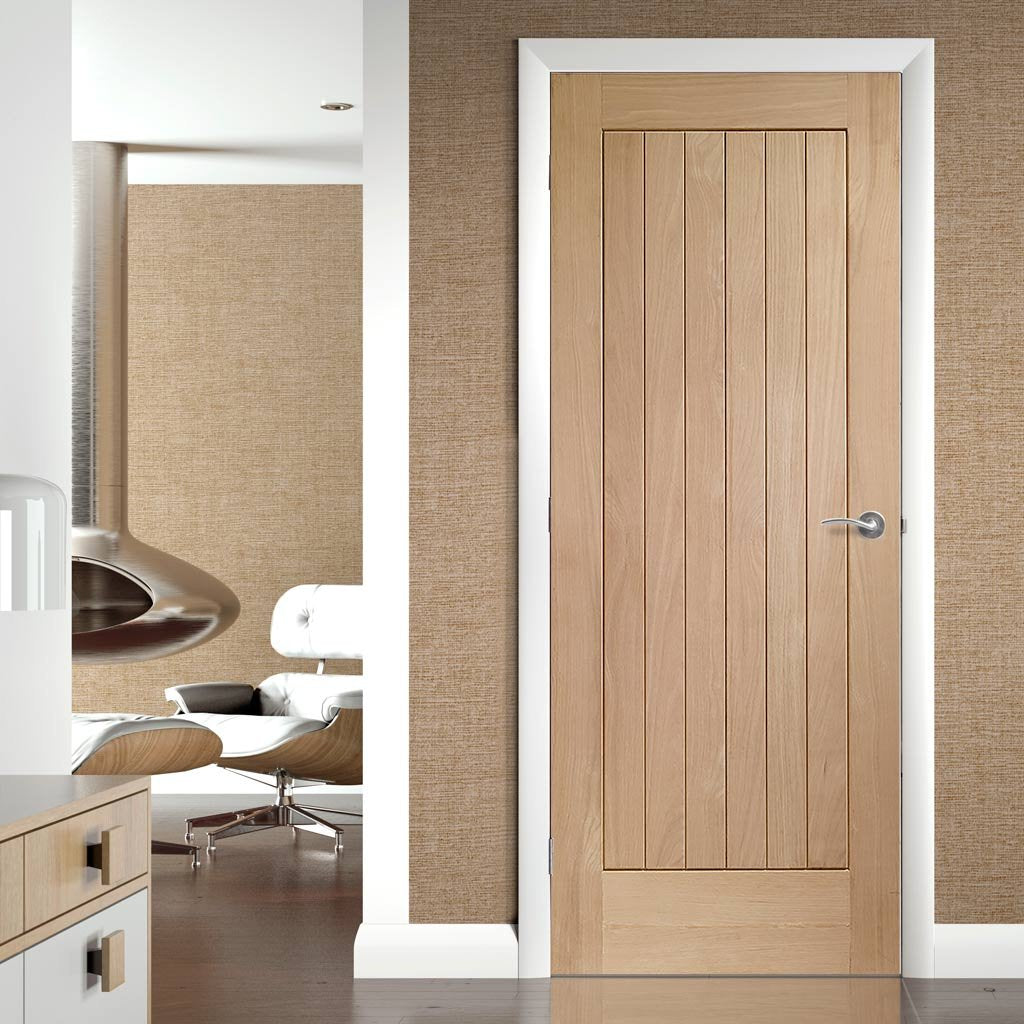 Simpli Door Set - Suffolk Oak Door - Vertical Lining - Prefinished