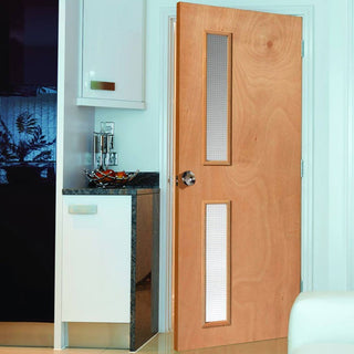 Image: J B Kind STP Flush Plywood Kintt6G Fire Door - 1/2 Hour Fire Rated  - Wired Fire Glass