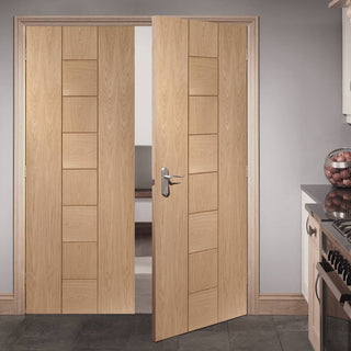 Image: Simpli Double Door Set - Messina Oak Flush Door - Prefinished