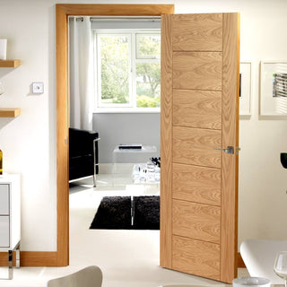 Image: Door and Frame Kit - Palermo Oak Flush Door - Panelled Effect - Prefinished