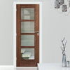 Bespoke Fire Door, Vancouver Walnut 4L - 1/2 Hour Fire Rated - Clear Glass - Prefinished