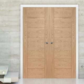 Image: Bespoke Palermo Oak Door Pair - Panel Effect - Prefinished