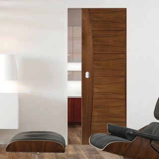 Image: Pamplona Walnut Absolute Evokit Single Pocket Door - Prefinished