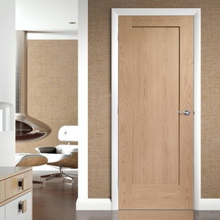Image: Fire Rated Pattern 10 Style 1 Panel Oak Door - 1/2 Hour Fire Rated