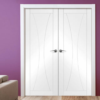 Image: Simpli Double Door Set - Verona Flush Door - White Primed