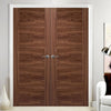 Vancouver Walnut 5 Panel Flush Door Pair - Prefinished