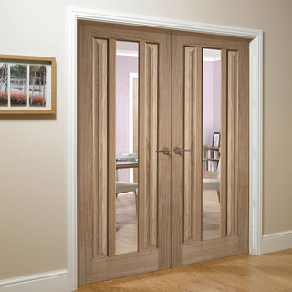 Image: Kilburn 1 Pane Oak Door Pair - Clear Glass