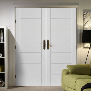 Image: Palermo Flush Door - White Primed Pair