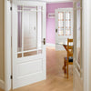 Downham Door Pair - Bevelled Clear Glass - White Primed