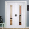 Mexicano Door Pair - Clear Glass - White Primed