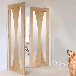 Image: Bespoke Verona Oak Glazed Door Pair - Prefinished