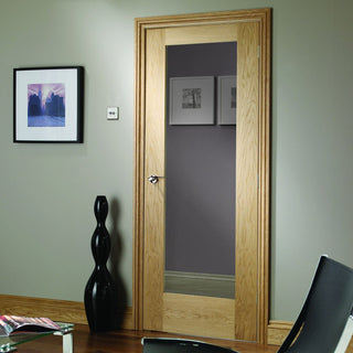Image: Door and Frame Kit - Patt 10 Oak Door - Clear Glass - Prefinished